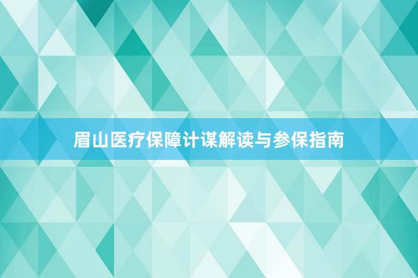 眉山医疗保障计谋解读与参保指南